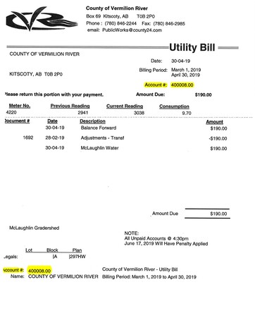 water/sewer bill